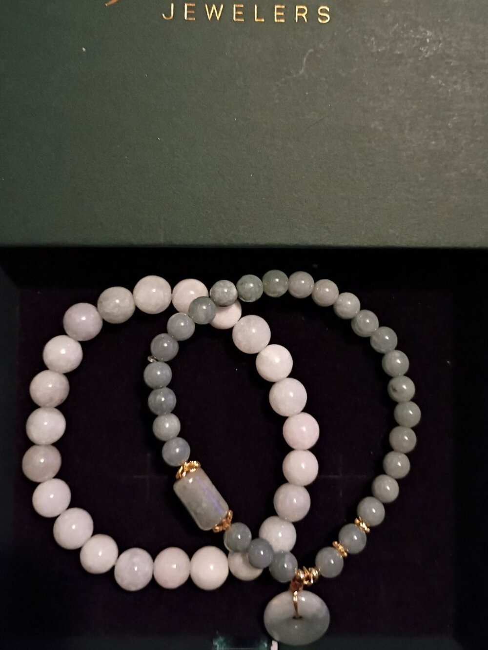 NIB Jade Jewelers Genuine Jadeite Bracelet Stack Set PVD 925 Silver Individual B